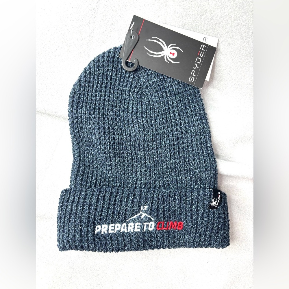 Spyder OS Ribbed Heather Knit Beanie with 'Prepare to Climb' Embroidery - Picture 1 of 7